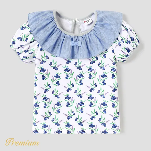 Toddler Girl Floral Print Flounce Short-sleeve Cotton Tee