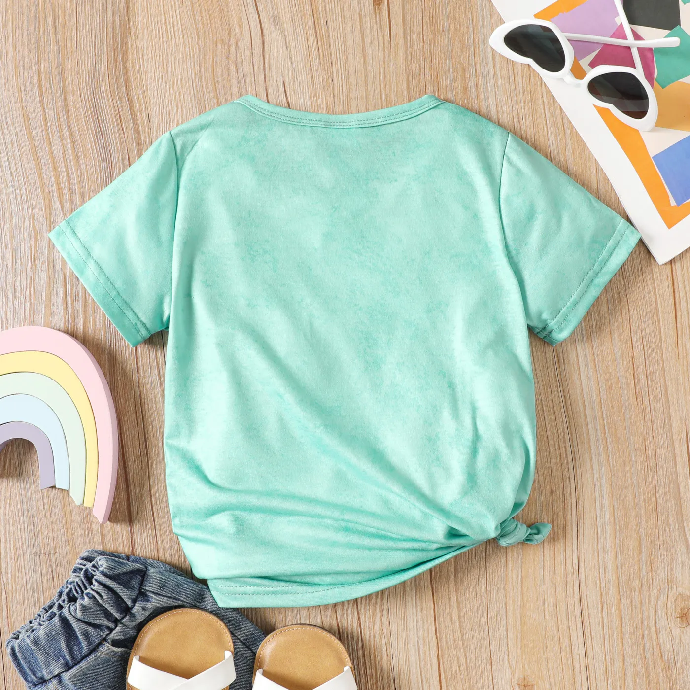 Kid Girl Cute Cat Print Short-sleeve Top  image 2