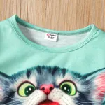 Kid Girl Cute Cat Print Short-sleeve Top  image 4
