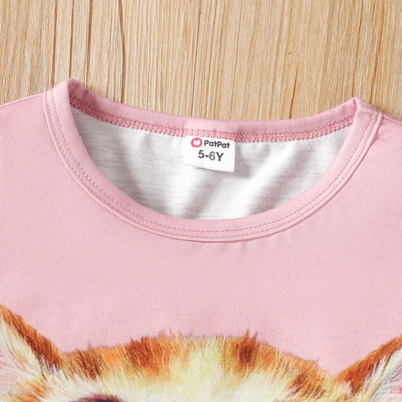 Enfants Fille Motifs animaux Manches courtes T-Shirt Rose big image 1