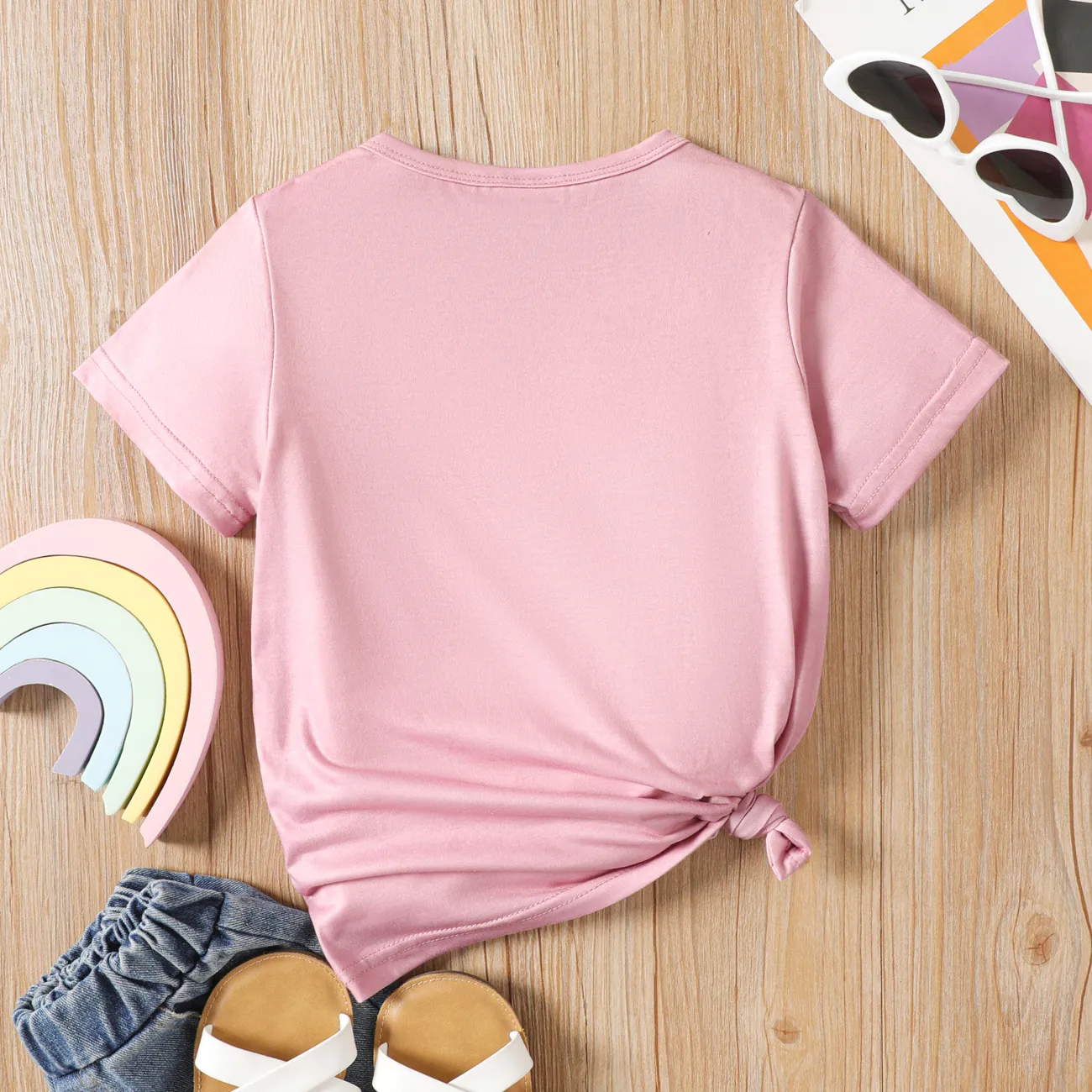 Kinder Mädchen Tierbild Kurzärmelig T-Shirts rosa big image 1
