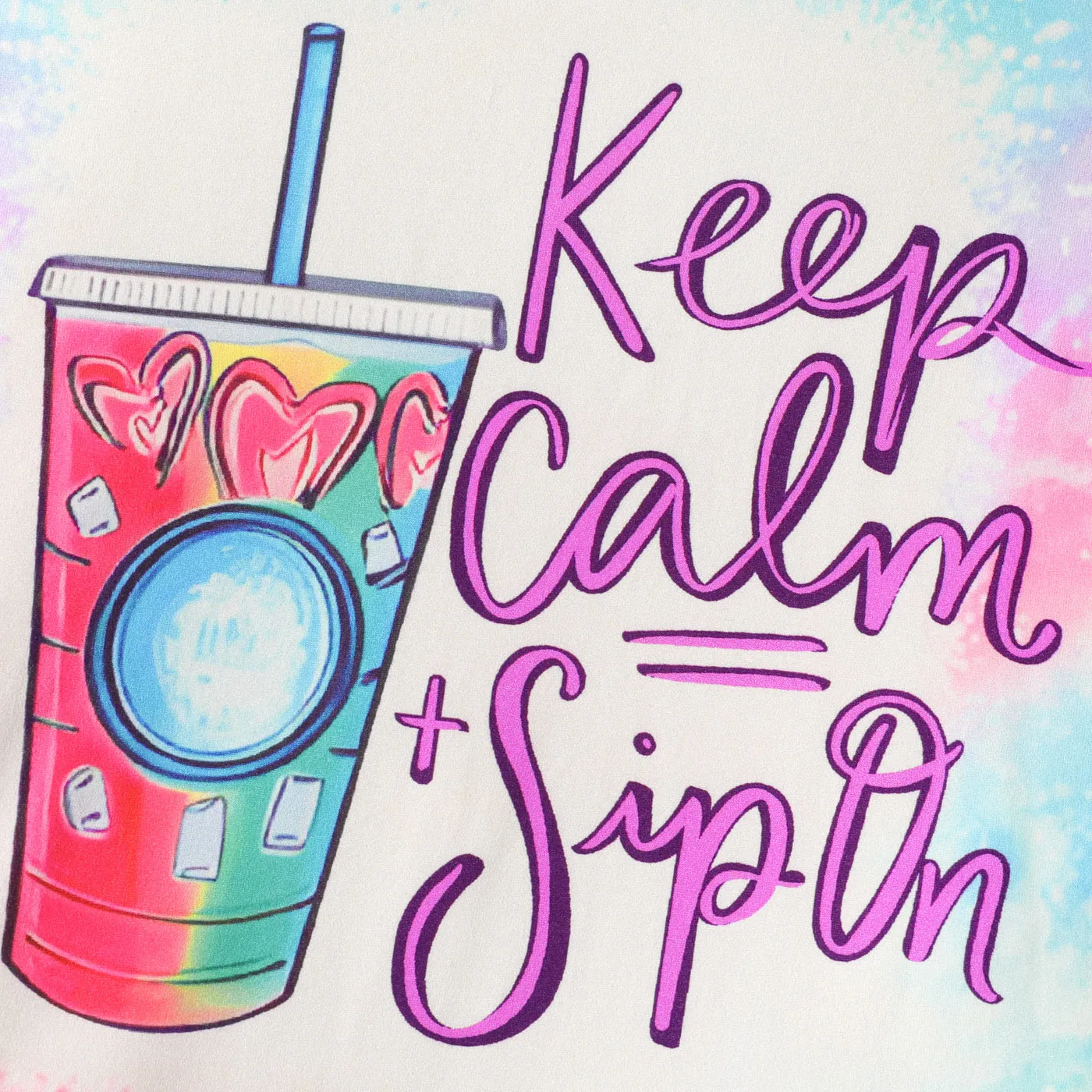 Kid Girl Sippy Cup & Letter Print Short-sleeve Tee  image 3