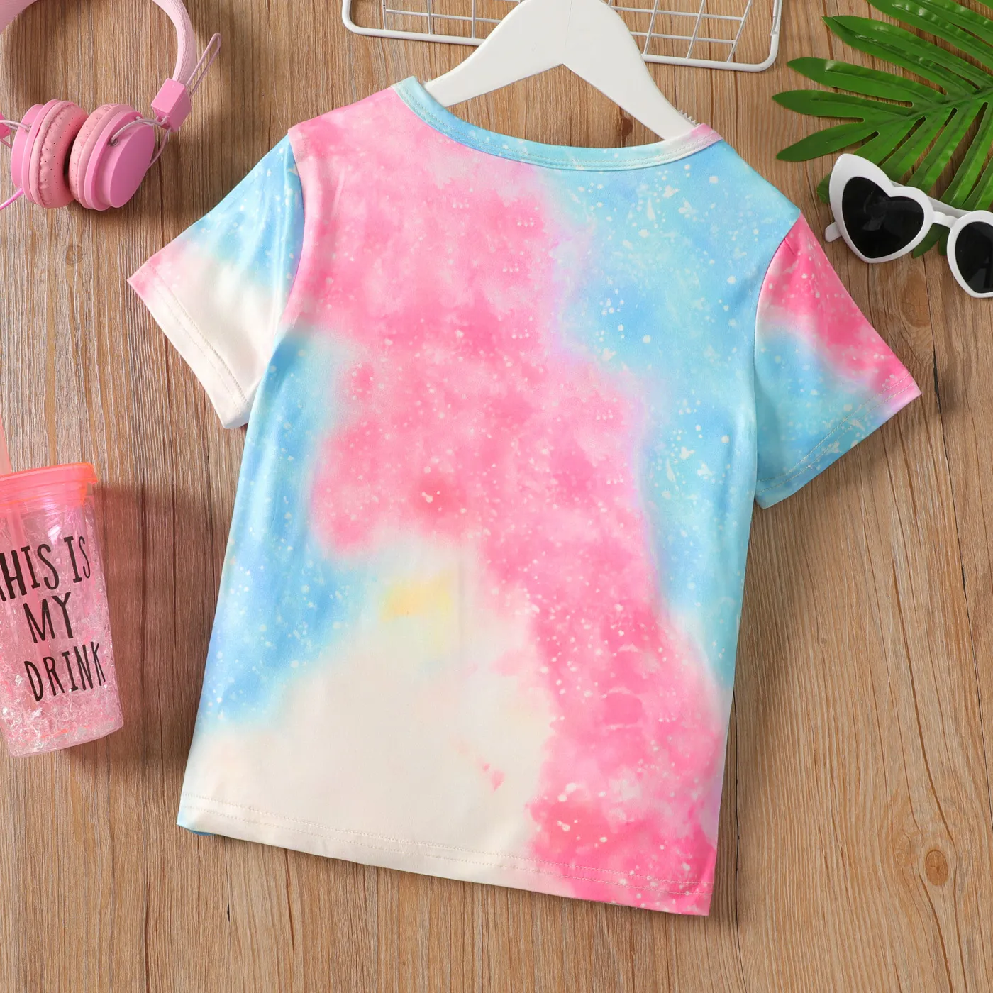Kid Girl Sippy Cup & Letter Print Short-sleeve Tee  image 2