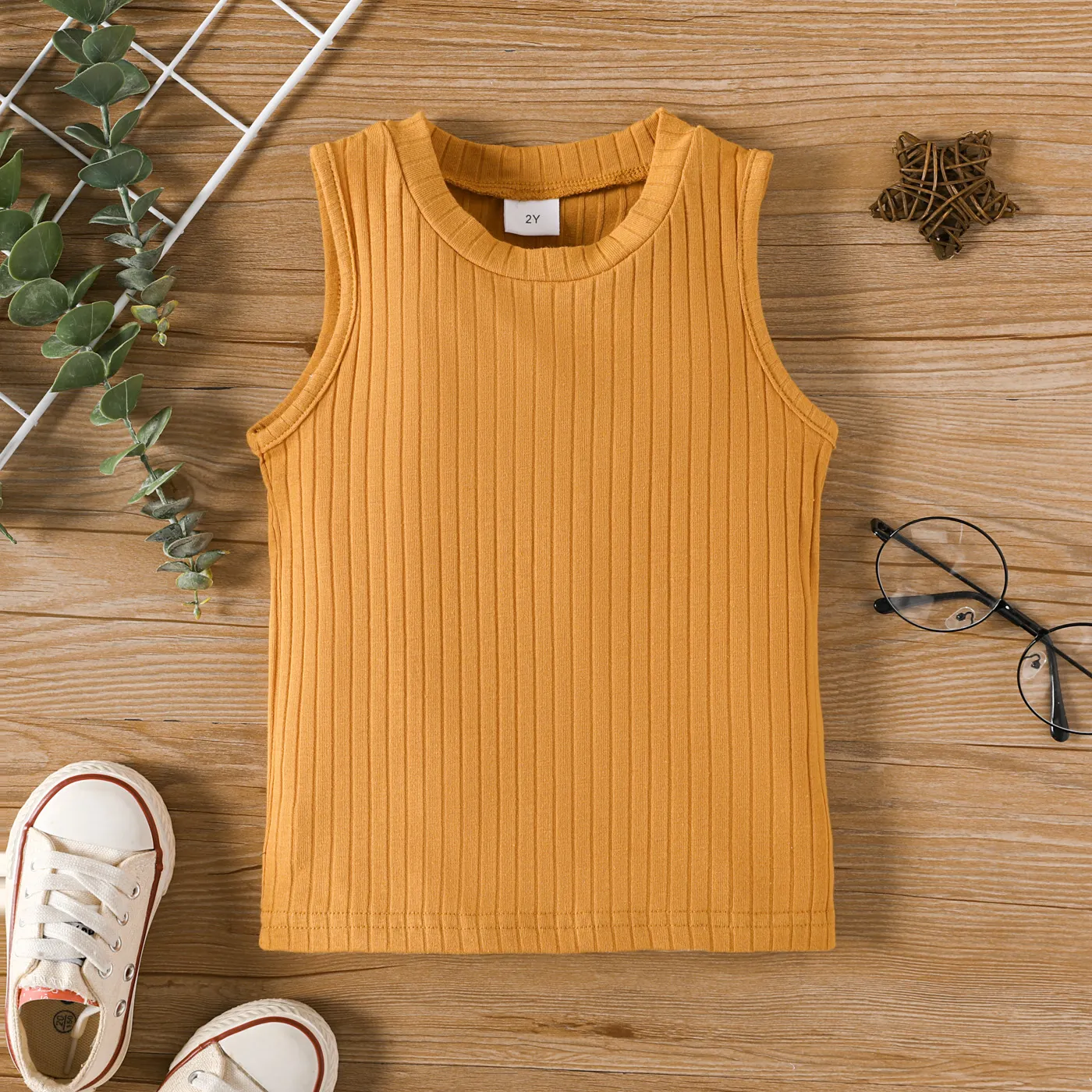 

Toddler Girl/Boy Solid Ribbed Cotton Tank Top