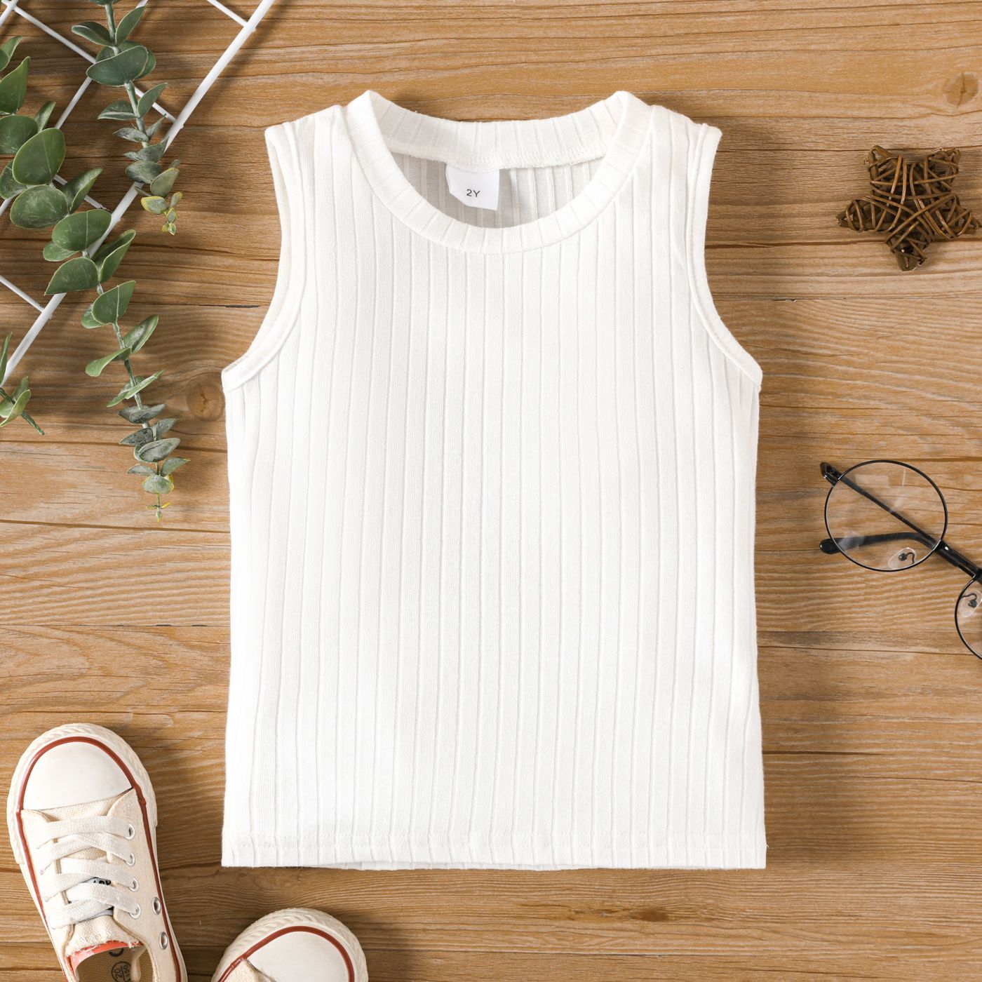 

Toddler Girl/Boy Solid Ribbed Cotton Tank Top