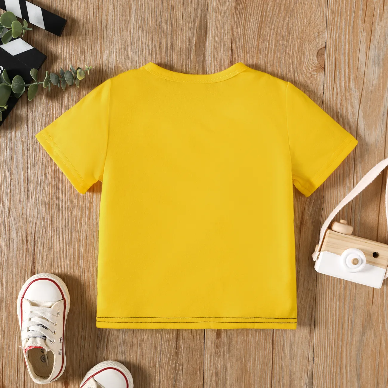 Fête des Mères Enfant en bas âge Garçon Couture de tissus Décontracté Manches courtes T-Shirt Jaune big image 1