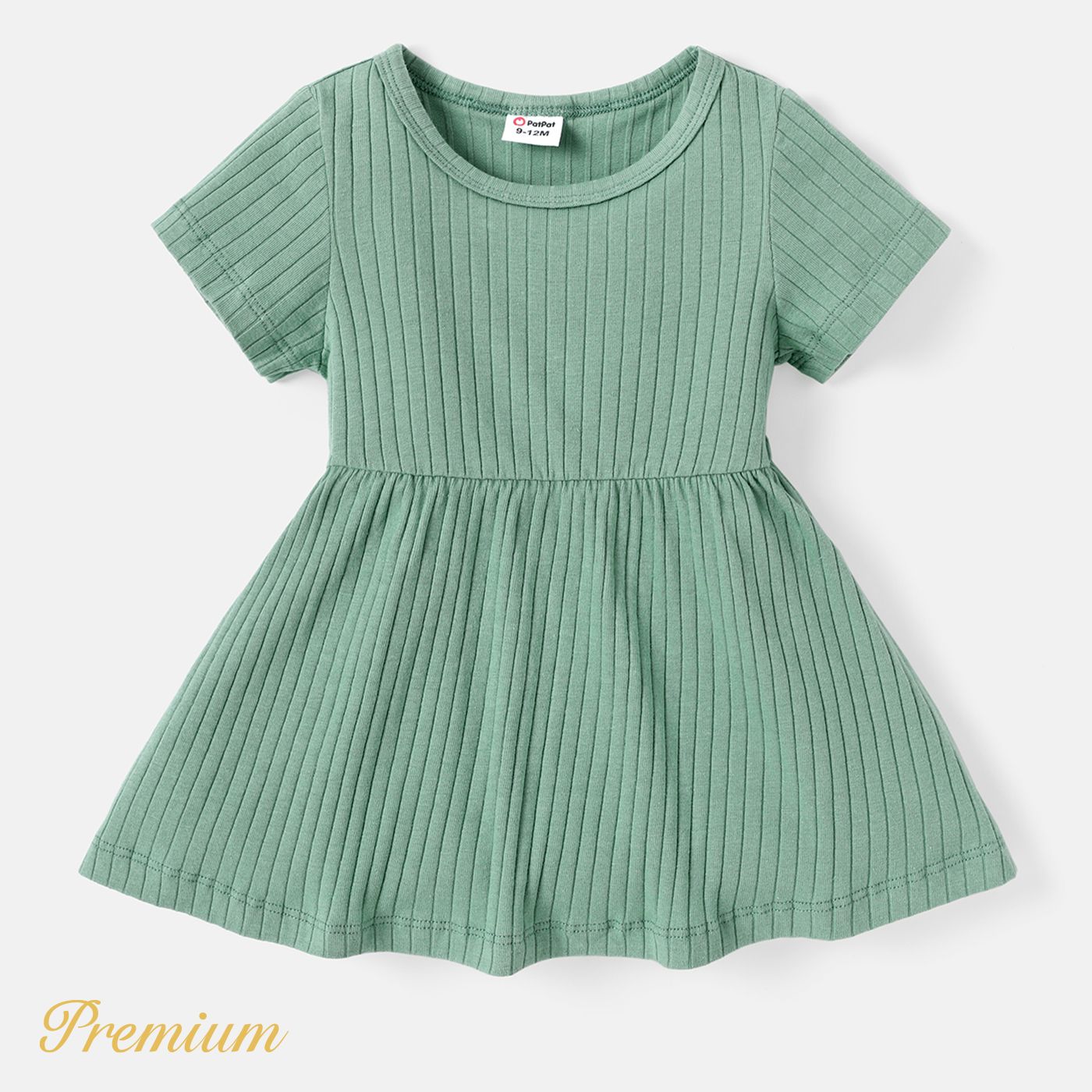 Baby Girl Solid Ribbed Or Allover Animal Print Short-sleeve Naiaâ¢ Dress