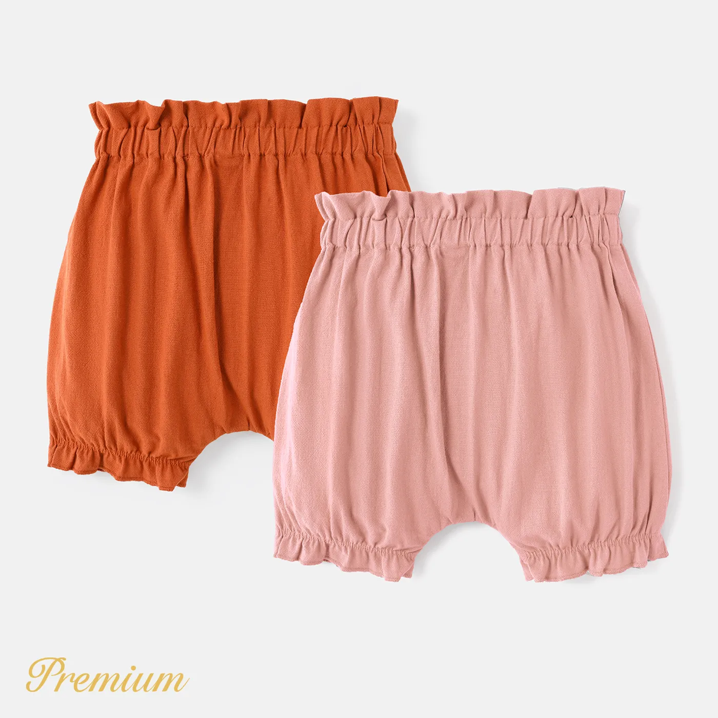 Baby Girl 100% Cotton Solid Bloomer Shorts