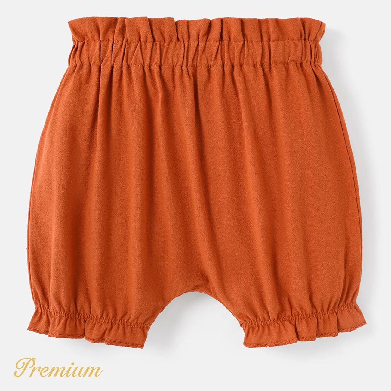 Women's Yellow Cotton Solid Shorts