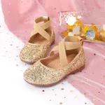 Toddler/Kid Crystal Round Toe Solid Shoes Gold
