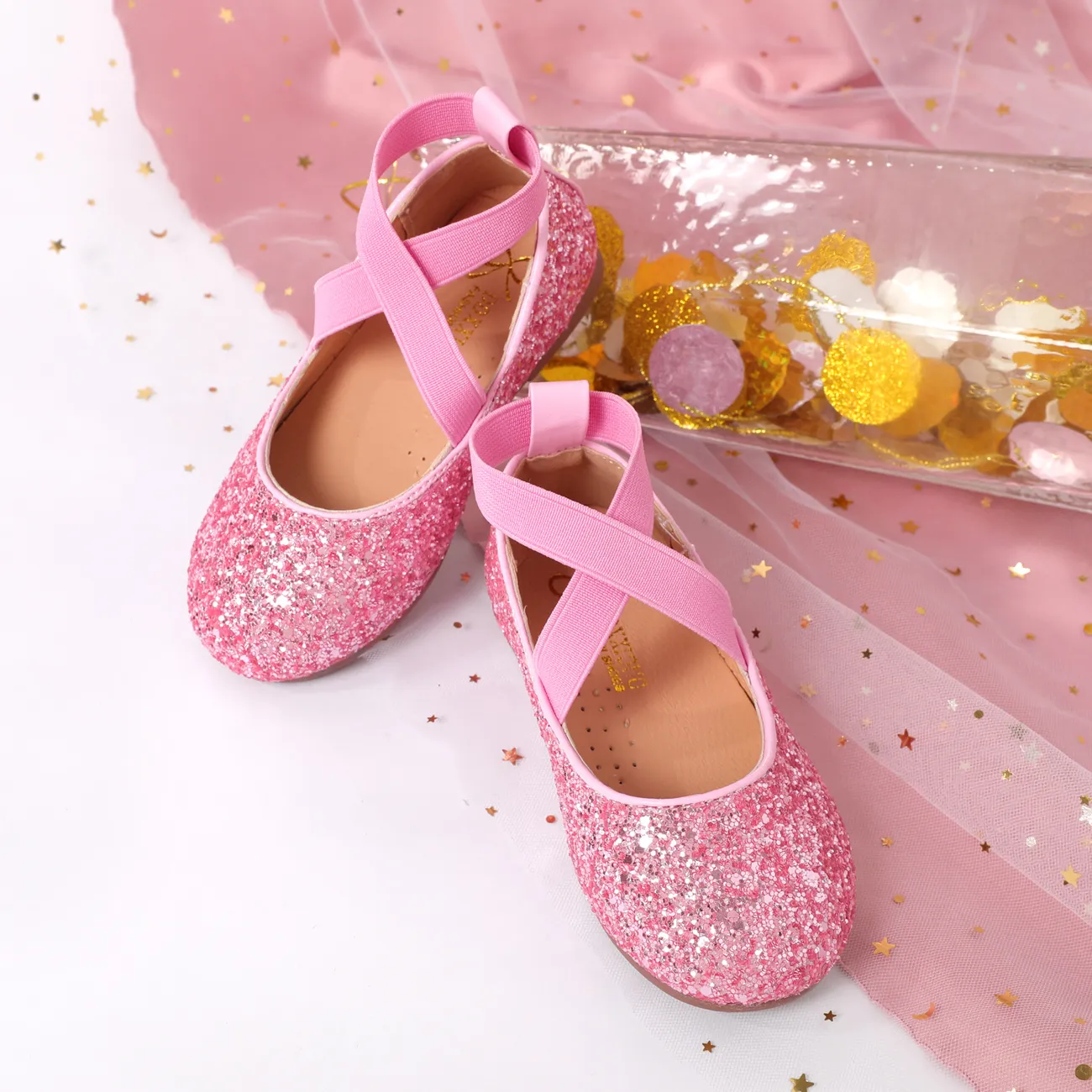 Toddler/Kid Crystal Round Toe Solid Shoes Pink big image 1