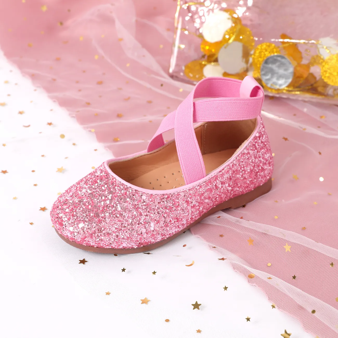 Toddler/Kid Crystal Round Toe Solid Shoes Pink big image 1
