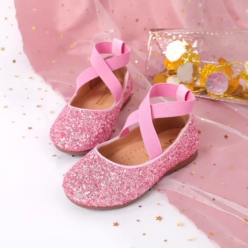 Toddler/Kid Crystal Round Toe Solid Shoes