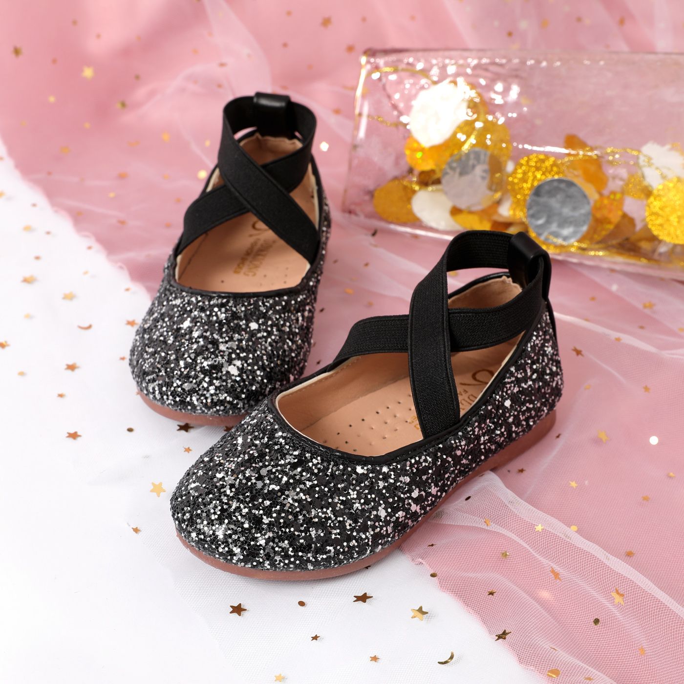 Toddler / Kid Crystal Round Toe Solid Shoes