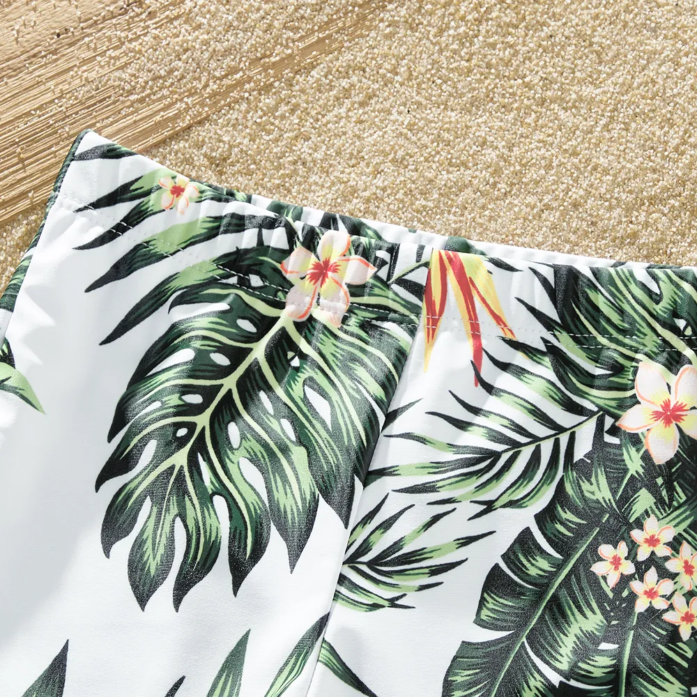 Family Matching Tropical Plant Floral Print One Piece Swimsuit or Swim Trunks Shorts big image 10