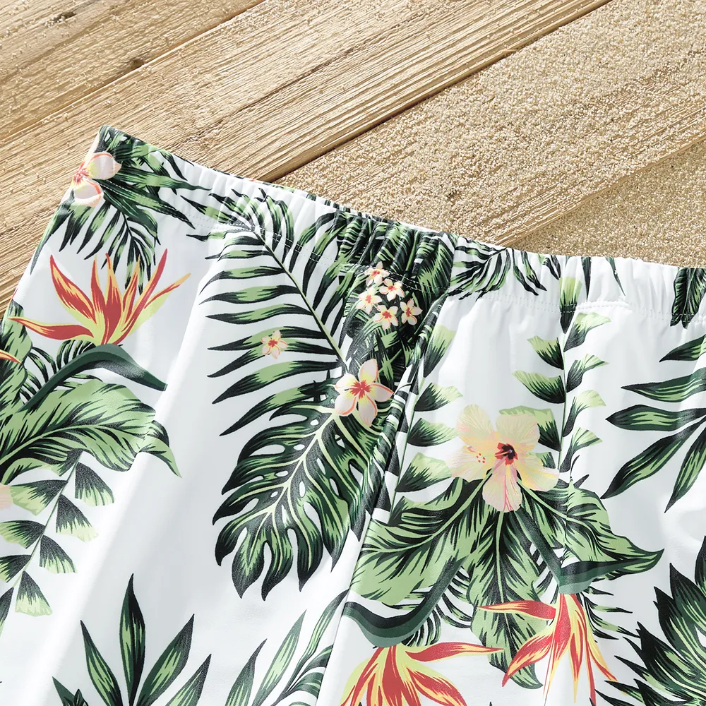 Family Matching Tropical Plant Floral Print One Piece Swimsuit or Swim Trunks Shorts  big image 13