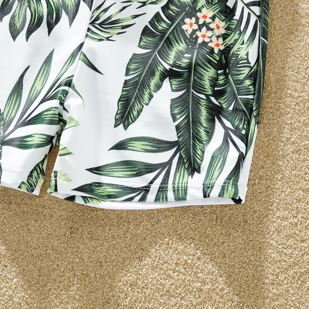 Family Matching Tropical Plant Floral Print One Piece Swimsuit or Swim Trunks Shorts big image 14