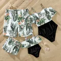 Family Matching Tropical Plant Floral Print One Piece Swimsuit or Swim Trunks Shorts  image 1