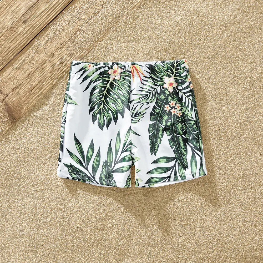Family Matching Tropical Plant Floral Print One Piece Swimsuit or Swim Trunks Shorts  big image 11