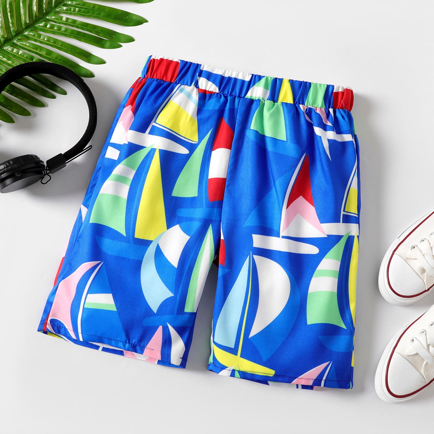 Kid Boy Sailboat Print Bermuda Shorts