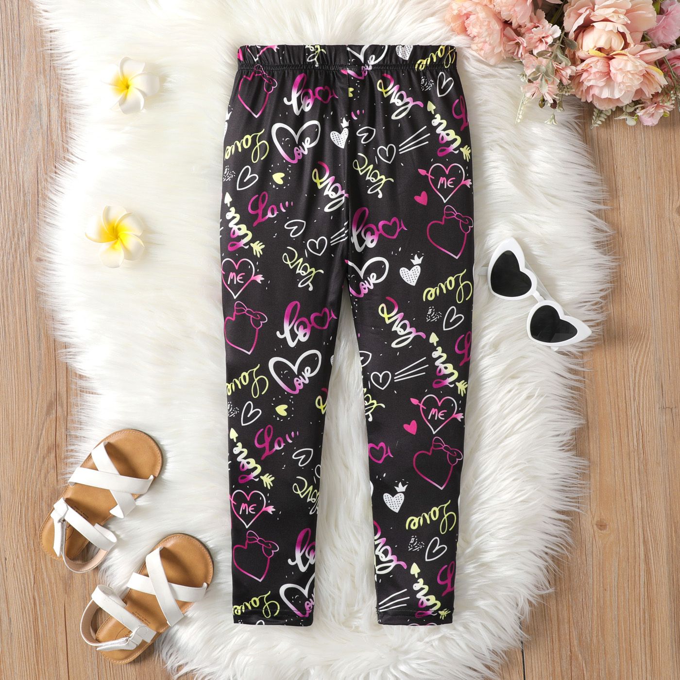 

Kid Girl Colorful Letter Pattern Skinny Pants