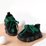 Toddler / Kid Dots Pattern Lace Up Front Breathable Chunky Sneakers Black
