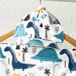 Family Matching Allover Dinosaur Print Belted Robe and Swaddle Blanket or Cotton Letter Graphic Short-sleeve Tee Sets  image 5