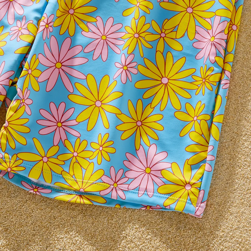 Family Matching Allover Daisy Floral Print One-piece Swimsuit or Swim Trunks Shorts big image 15