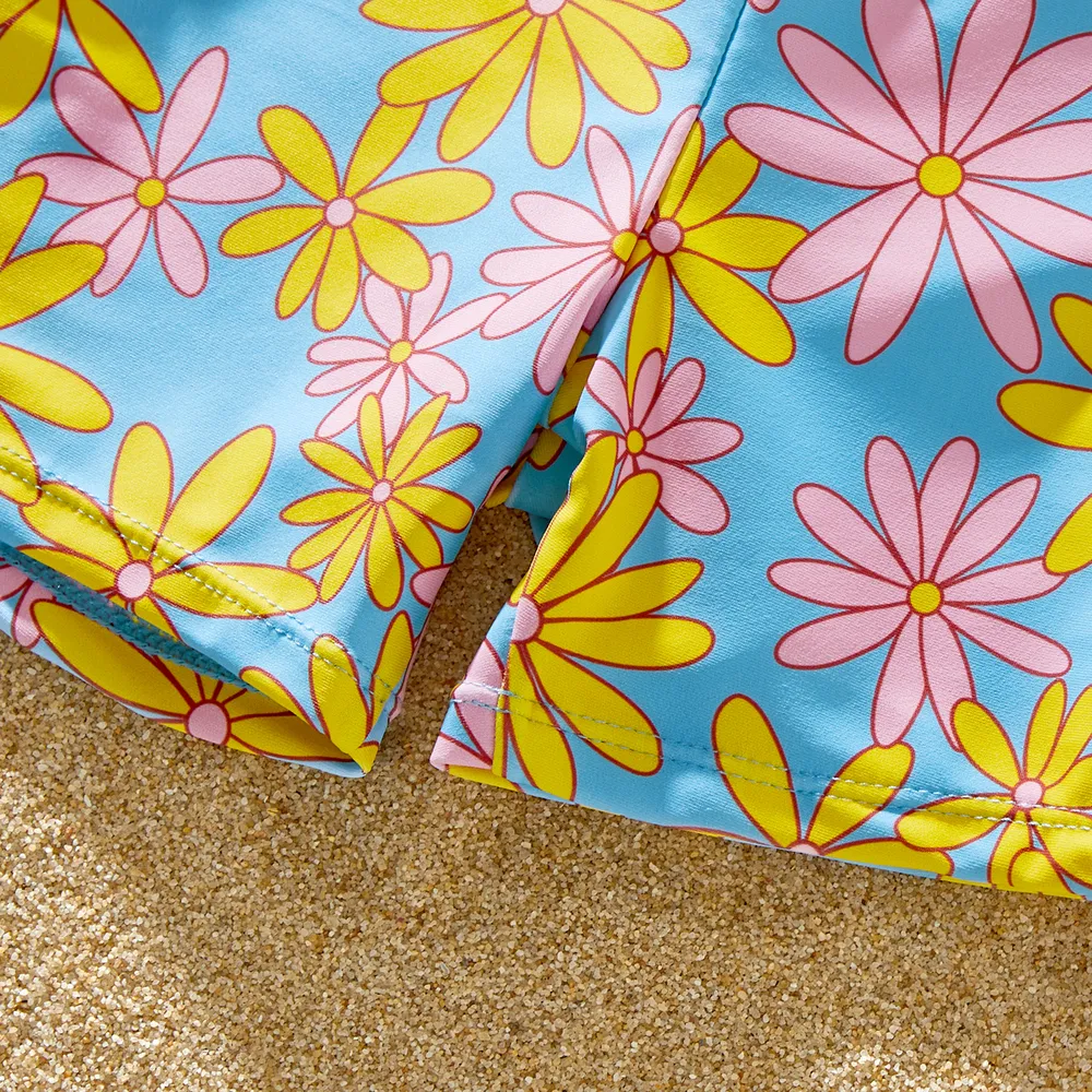 Family Matching Allover Daisy Floral Print One-piece Swimsuit or Swim Trunks Shorts big image 3