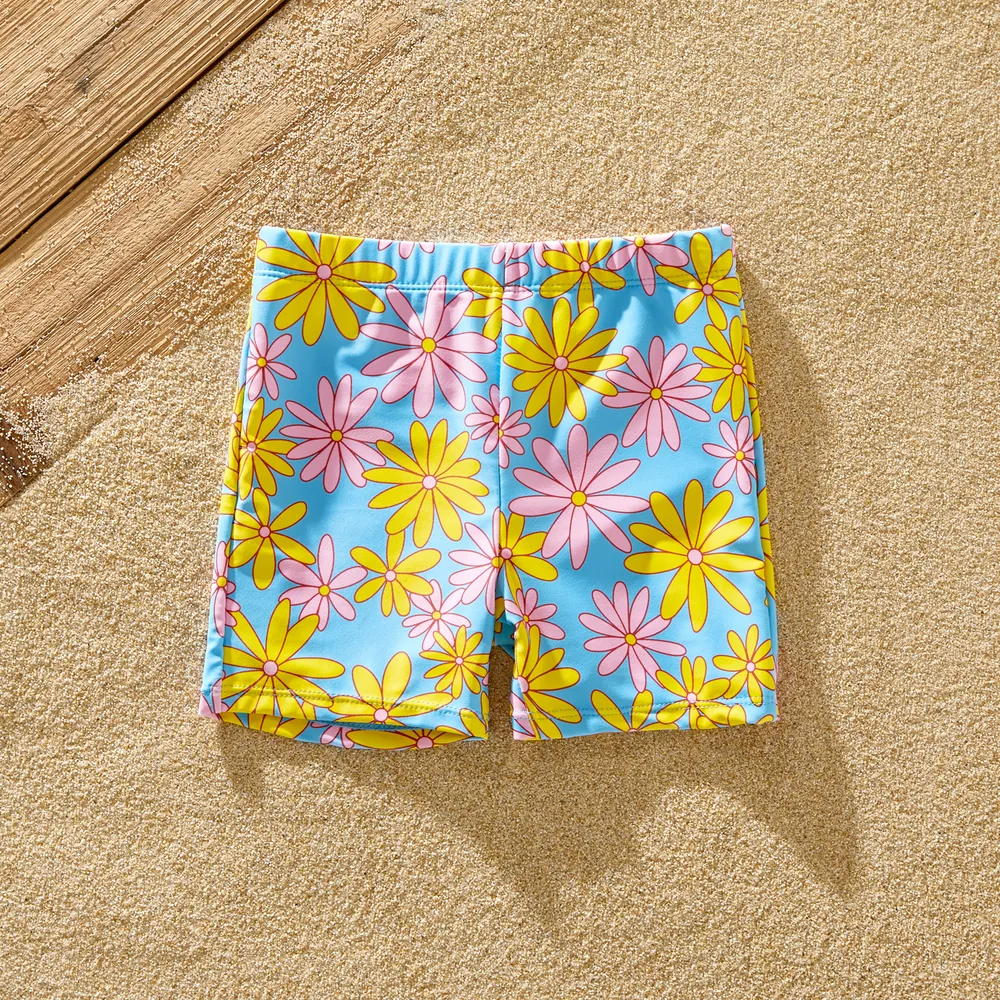Family Matching Allover Daisy Floral Print One-piece Swimsuit or Swim Trunks Shorts big image 1
