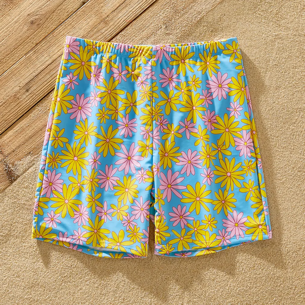 Family Matching Allover Daisy Floral Print One-piece Swimsuit or Swim Trunks Shorts  big image 13