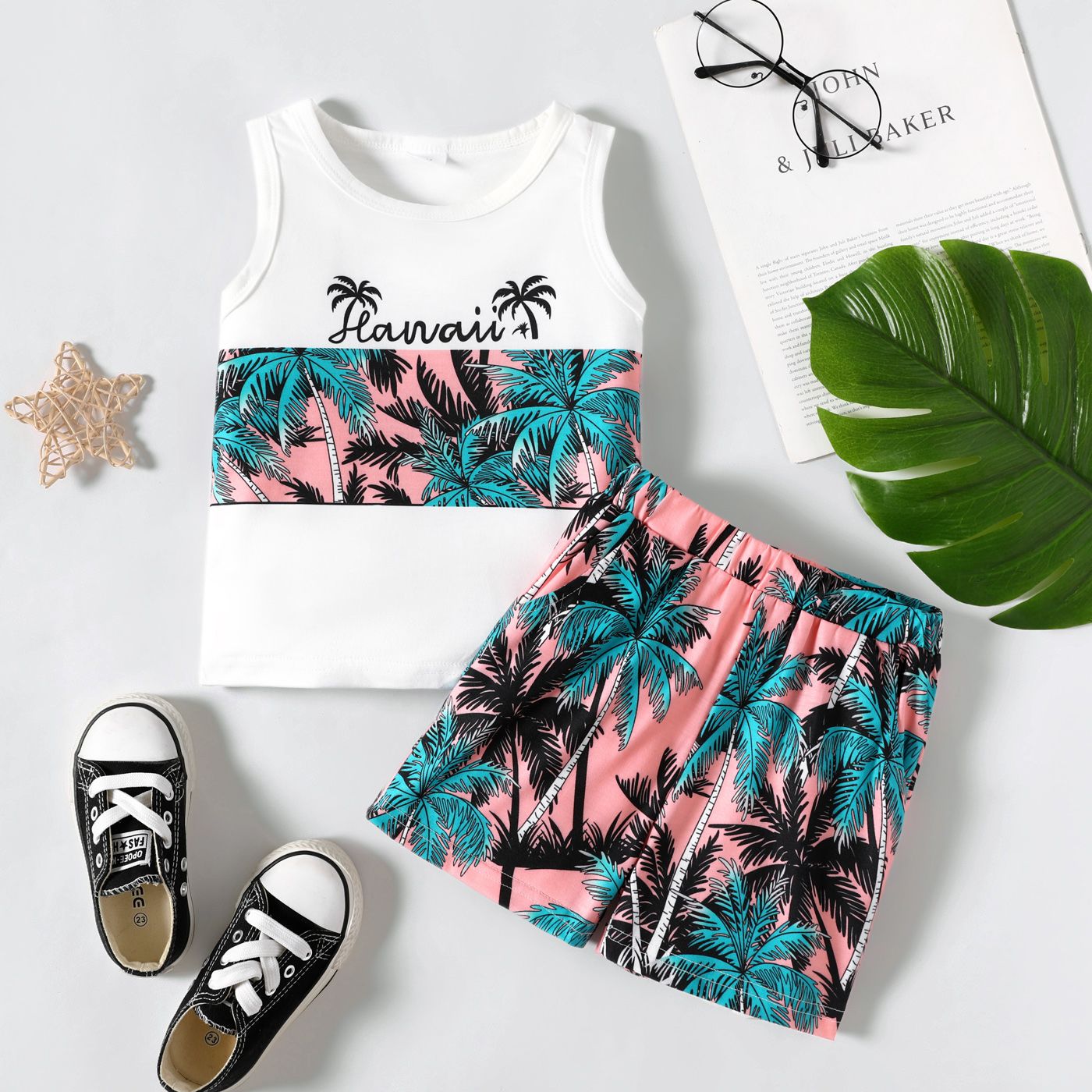 

2pcs Toddler Boy Boho Tank Top and Shorts Set