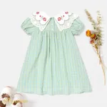 Toddler Girl 100% Cotton Statement Collar Puff-sleeve Gingham Dress  image 6