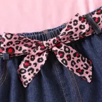 2pcs Kid Girl Funny Letter Print Tee and Leopard Belted Shorts Set  image 3