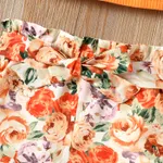 2Pcs Toddler Girl Cold Shoulder Cotton Camisole & Floral Print Belted Shorts Set  image 5