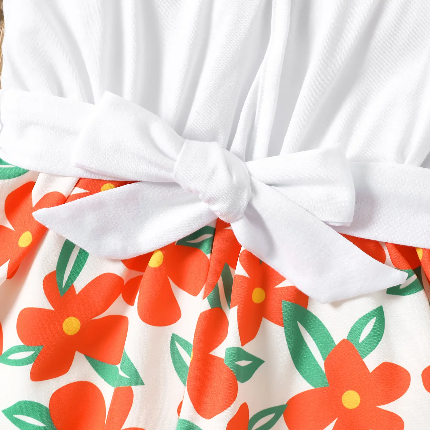 Toddler Girl Floral Print Belted Combo Cami Romper White image 4