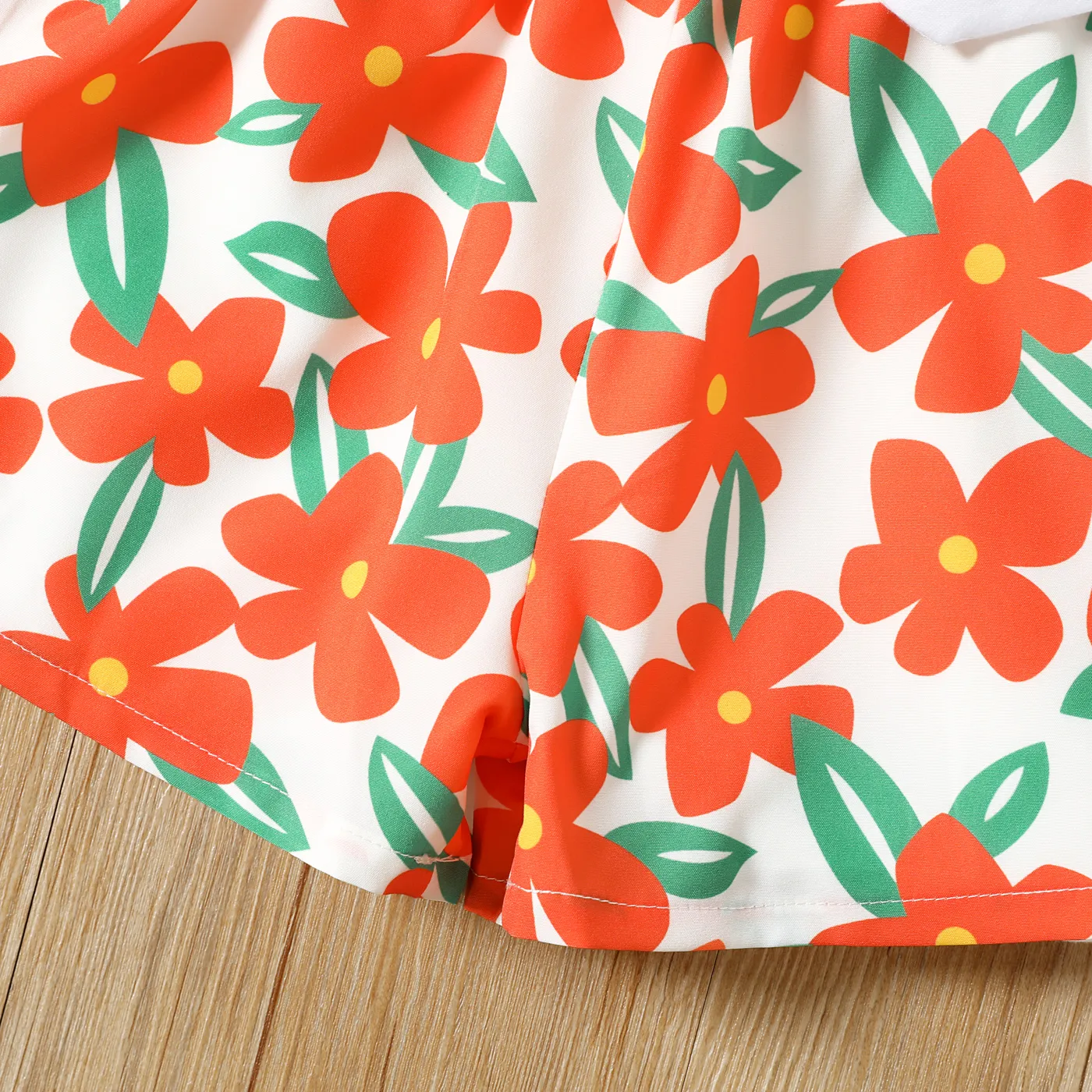 Toddler Girl Floral Print Belted Combo Cami Romper White image 5
