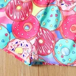 Toddler Girl Allover Donut Print Flutter-sleeve Belted Romper  image 5