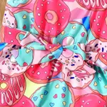 Toddler Girl Allover Donut Print Flutter-sleeve Belted Romper  image 4