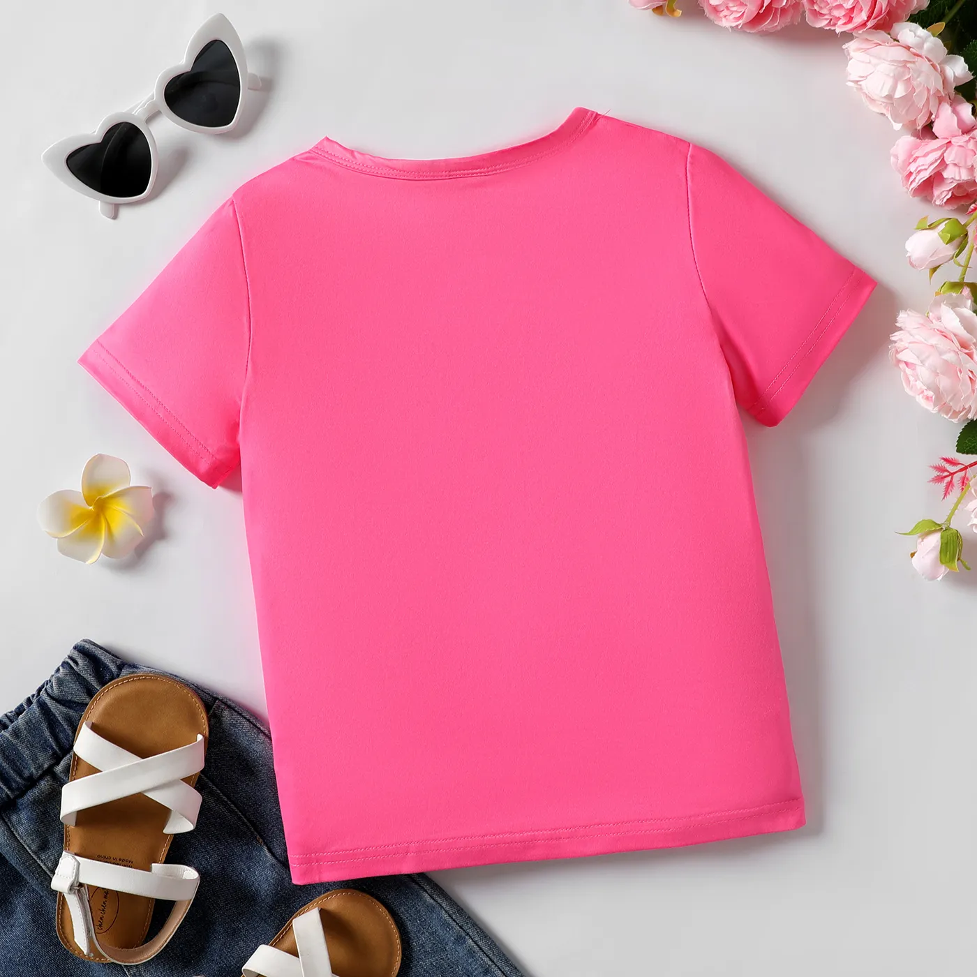 Kid Girl Figure Print Short-sleeve Tee Pink image 2