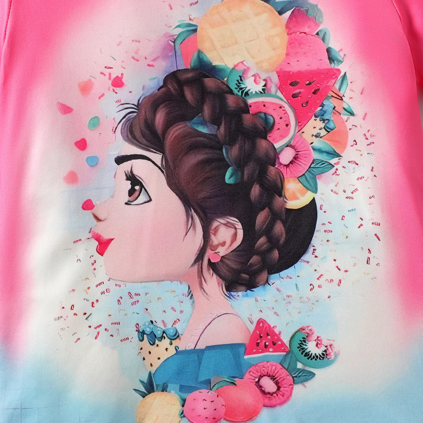 Kid Girl Figure Print Short-sleeve Tee Pink image 3