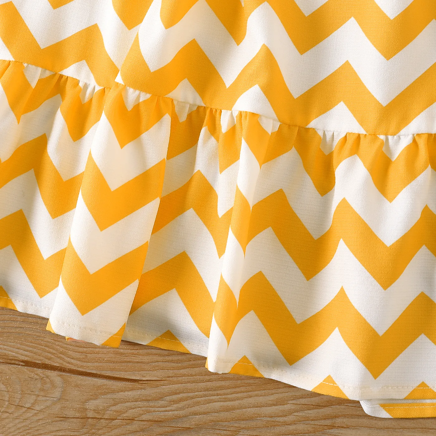 Toddler Girl Chevron Stripe Sleeveless Halter Dress Yellow image 5