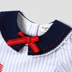Indepence Day Toddler Girl 100% Cotton American Flag Print Contrast Collar Puff-sleeve Dress  image 6