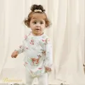 2-Pack Baby Girl Long-sleeve Solid Cotton and Allover Deer Print Naia™ Rompers Set  image 3