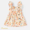 Baby Girl 100% Cotton Solid or Striped/Floral-print Flutter-sleeve Button Front Dress  image 1