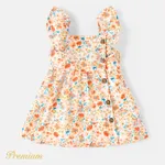 Baby Girl 100% Cotton Solid or Striped/Floral-print Flutter-sleeve Button Front Dress Colorful