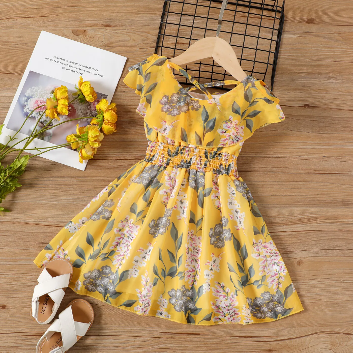 Bambino piccolo Ragazza Punto smock Dolce Fiore grande Vestiti  image 1