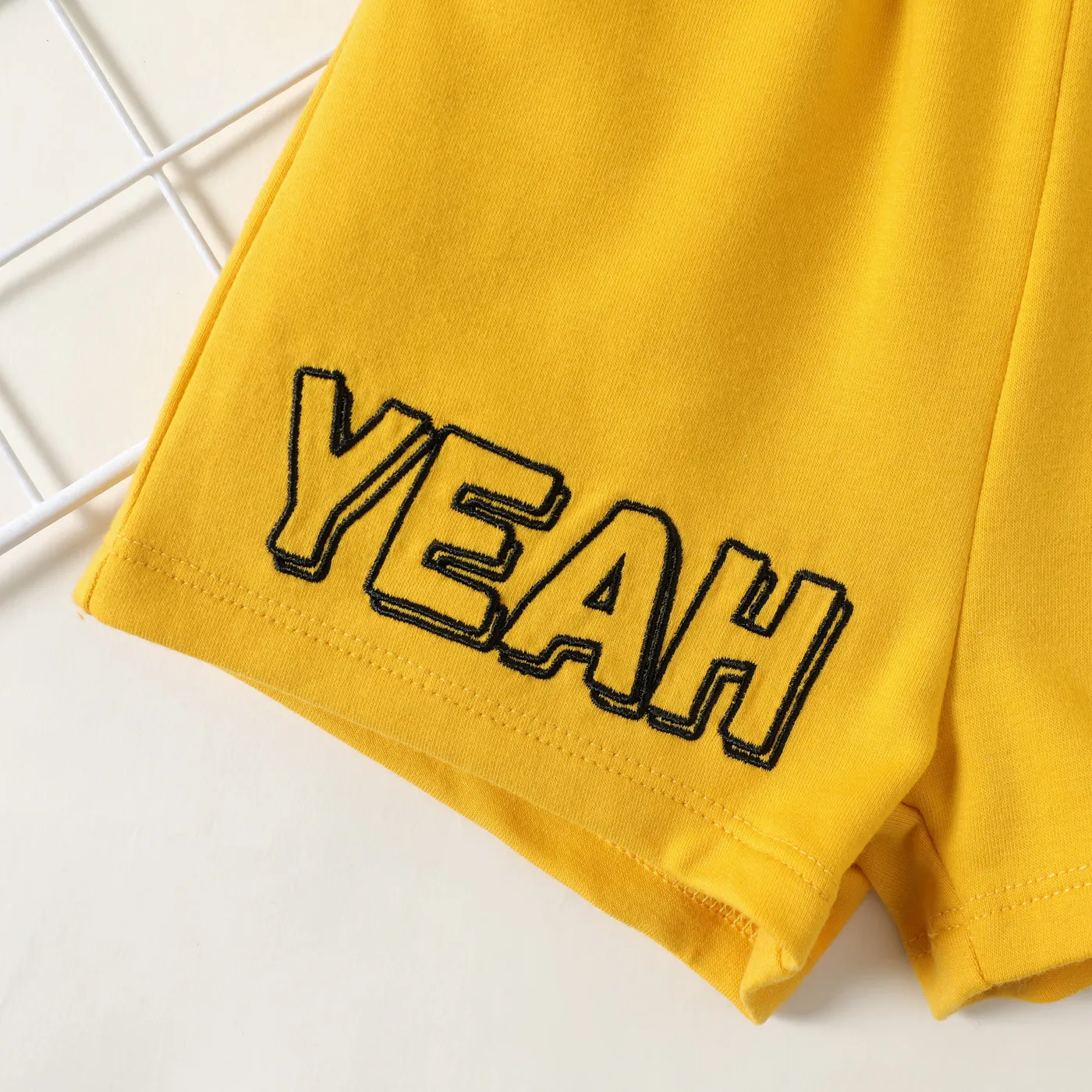 Baby Boy Letter and Cute Graphic Print Yellow Shorts Yellow image 5