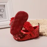 Baby Floral Pattern Glitter Prewalker Shoes Red image 3