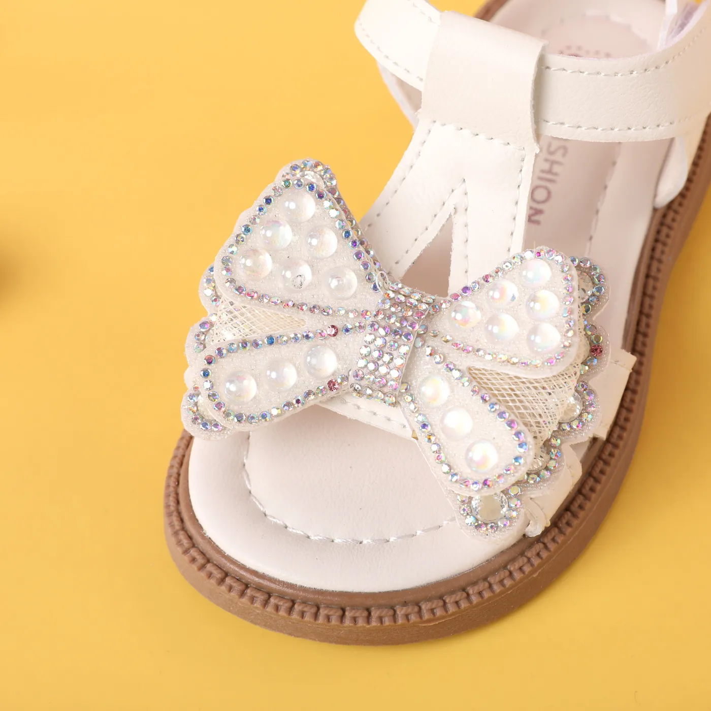 Toddler/Kid Bow Decor Rhinestones Sandals Beige image 5